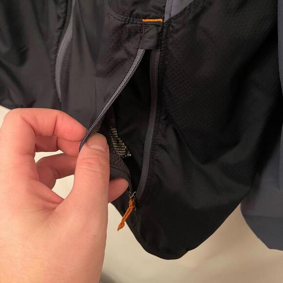 Eddie Bauer Windbreaker Jacket Hood Outdoor Black Blue Mens Size Large - Picture 3 of 7